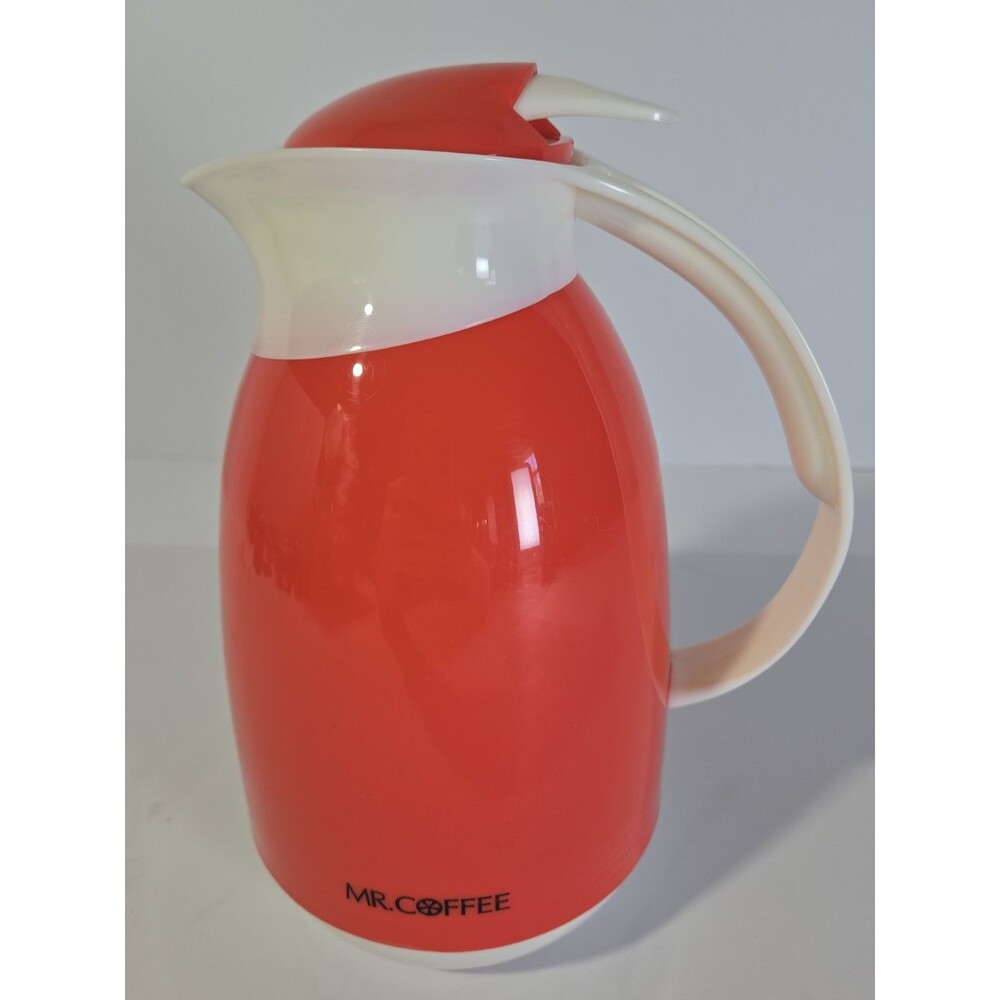 Mr Coffee TM1304 32 oz Thermal Carafe Red White Glass Liner w Box Manual